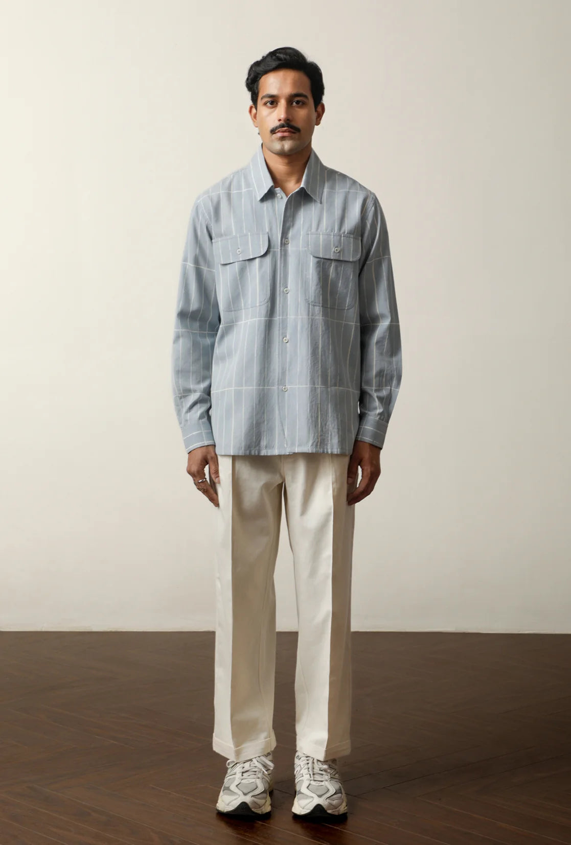 Double Chest Pocket Shirt Blue