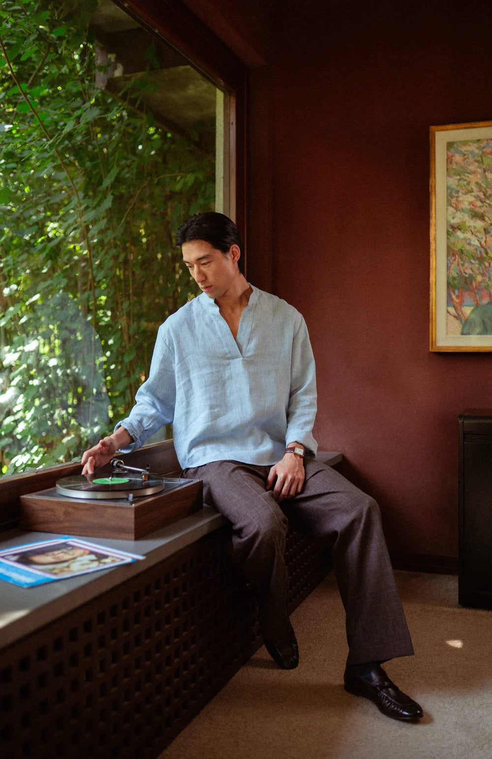 Linen Kurta Shirt Blue